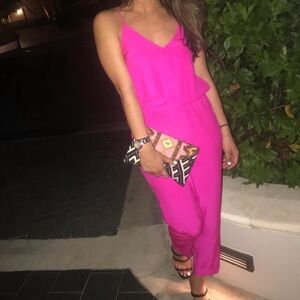 Amanda Uprichard Hot Pink Silk Jumpsuit XS